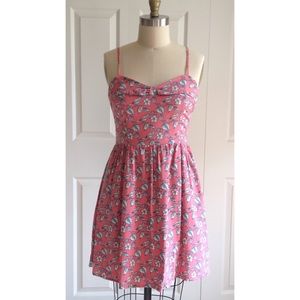 Pink Floral Bird Print Sundress